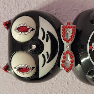 Jeweled Black Kit-Cat Klock clock SUPER RARE Gray bow tie & tail